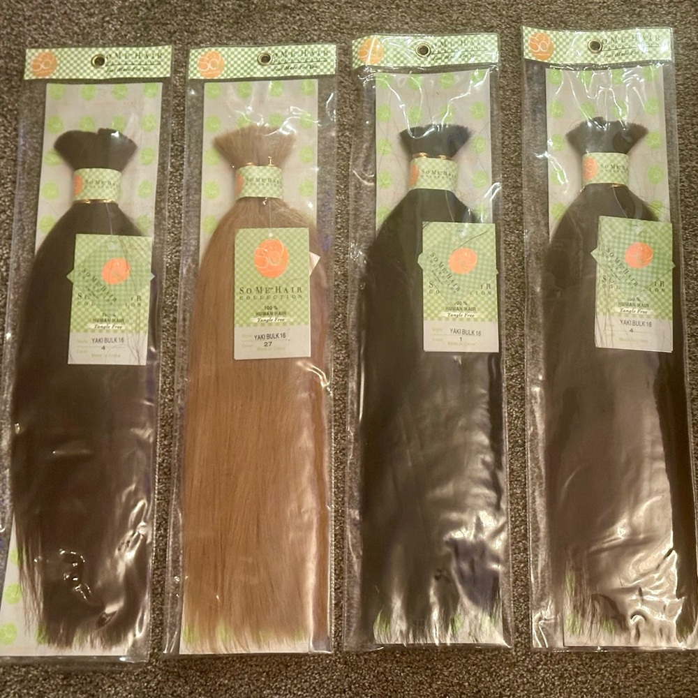 Lot of 4 “Some Hair Collection” Yaki Hair Extensions 16” | 100% Human Hair NEW